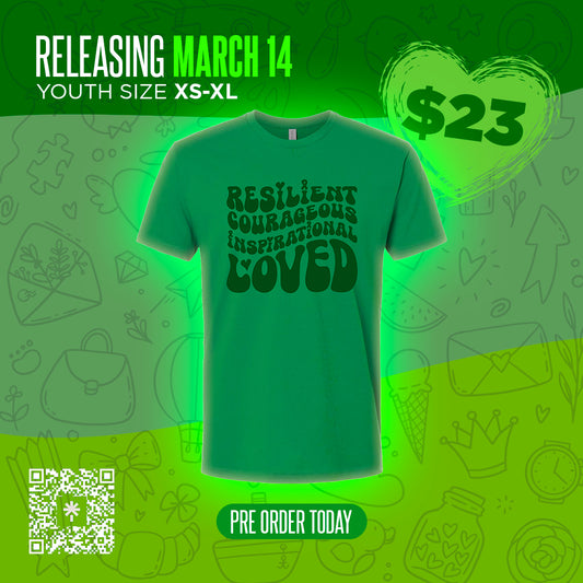 Short Sleeve Green Wave Youth T-Shirt.